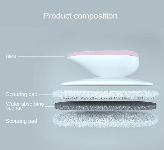 No-Scratch Scouring Pad Brush Whit Comfortable Handle,Cleaning Brush for Kitchen Bathroom Bathtub Toilet Swiming Pool,Dish Brush,No-Scratch Sponge Cleaning Scrubber (Pink)