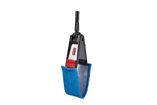 Rubbermaid Commercial Products 18 inch Adaptable Flat Mop Microfiber Pad, Blue, for Janitorial/Professional Cleaners and Light-Duty Cleaning/Mopping with Tab/Pocket Functions (Pack of 12)