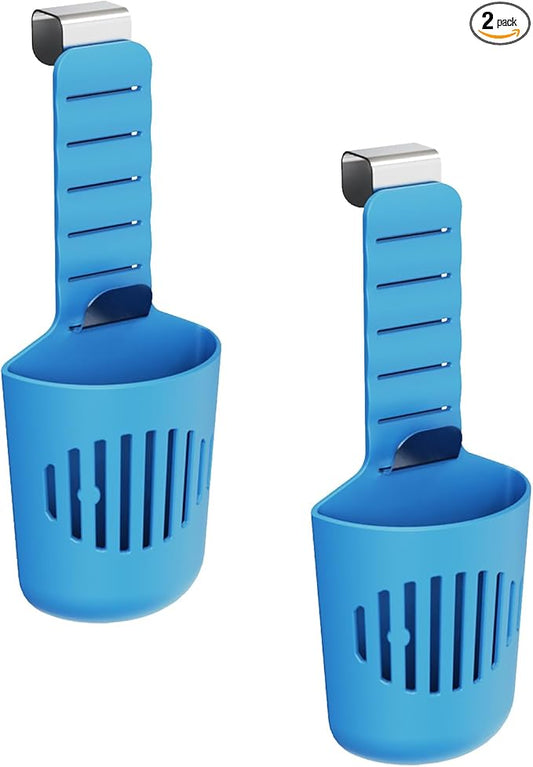 2-Pack Adjustable Toilet Tank Tablet Holder, Hanging Silicone Basket with Rust-Resistant Hook for Bowl Cleaner Tablets, Prevents Residue in Water Tank