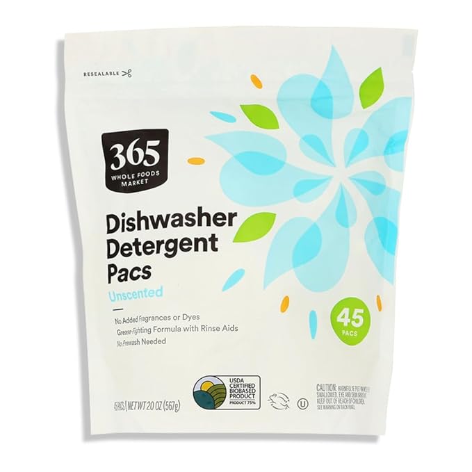 365 by Whole Foods Market Unscented Dish Pacs 45 Count, 20 OZ