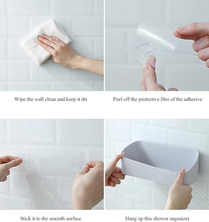 Eibo Adhesive Bathroom Shower Shelf Wall Mounted, No Drilling Shelf Wall Mounted, Removable Wall Organizer, Kitchen Storage Rack Wall Mounted