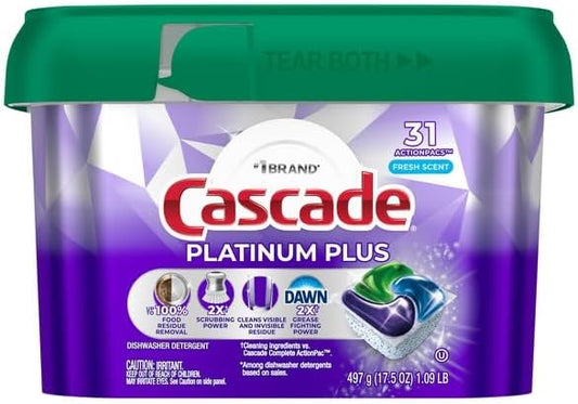 Cascade Detergent, Dishwasher Actionpacs Fresh Scent, 31 Count