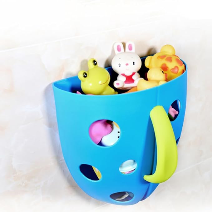 SUPVOX Wall-Mounted Bath Toy Organizer with Suction Cups Storage Pouch for Easy Cleanup and Quick Drying for Bathroom and Play Areas
