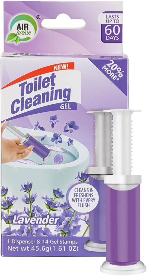 Toilet Cleaning Gel Lavender Scent. Pack of 1 (1.61oz) with 14 Gel Stamps for Continuous Toilet Cleaning, Deodorizing & Fruity Freshness.