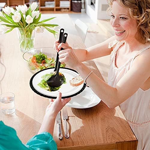 EBIGIC Paper Plate Holders, 8/12/24 Packs 9/10 Inch paper plate holders reusable Black Plastic Heavy Duty supports for Picnic Party Dinner