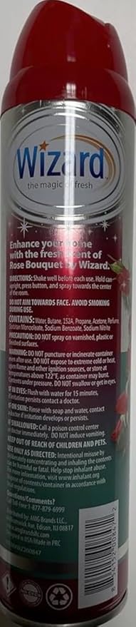 Wizard The Magic of Fresh | Odor Neutralizer & Air Freshener - 10 Oz. Rose bouquet (Pack of 6) (Packaging May Vary)