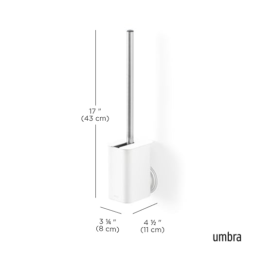 Umbra Flex Adhesive Toilet Brush with Holder for Bathroom, White