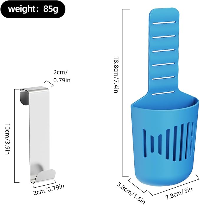 Adjustable Toilet Tank Tablet Holder, Hanging Controlled Release Bleach Tablet Dispenser, Large Silicone Basket Carrier with Rustproof Hooks for Toilet Tank, Fit Up to 7" Water Level,Blue