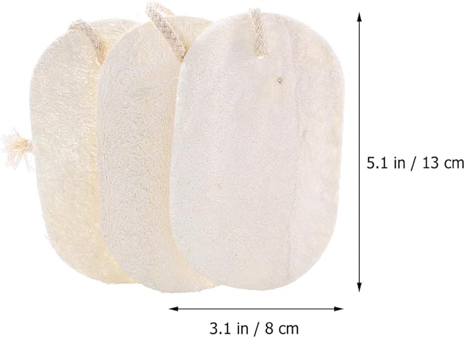 Natural Loofah Dishwashing Sponge 3pcs Set with Hanging Rope, Multipurpose Kitchen Cleaning Scouring Pads for Non-Scratch Dish and Pot Scrubbing, Eco-Friendly Household Supplies
