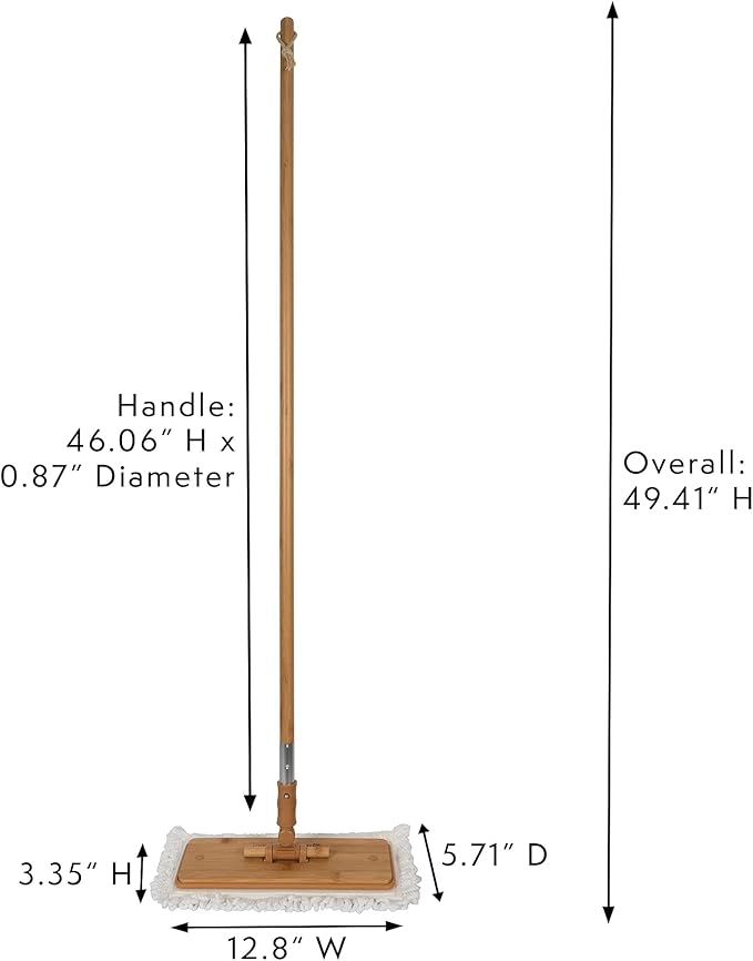 Harper Live.Love.Clean. Bamboo 2-in-1 Smooth Surface Wet/Dry Dust Mop with (2) Washable Pads for Cleaning Dust, Pet Hair & Fine Dry Dirt