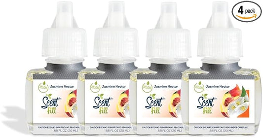 Scent Fill Jasmine Nectar Plug in Air Freshener, 4 Scented Oil Refills