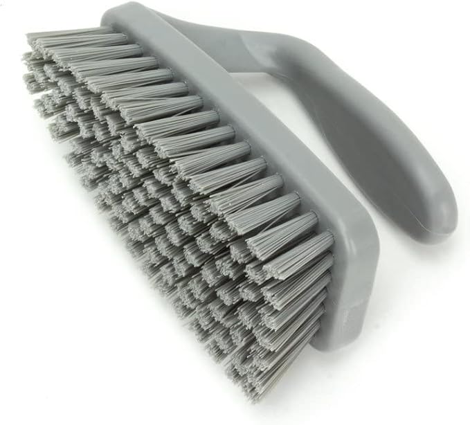 SPARTA Scrub Brush with Iron Shaped Handle and Stiff Bristles, Heavy Duty Scrubber Brush for Kitchen, Bathroom, Shower, Tile, Sink, Carpet and Bakepans, Polypropylene, 6 Inches, Gray