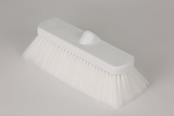 SPARTA 41278EC02 Flo-Thru Plastic Wall Scrub Brush, Equipment Brush With Soft Nylex Bristles For Industrial Kitchens, Hospitals, Commercial Cleaning, 4 Inches, White