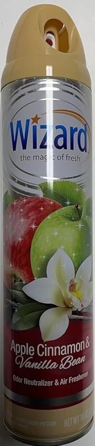 Wizard The Magic of Fresh | Odor Neutralizer & Air Freshener - 10 Oz. Apple cinnamon/vanilla bean.(Pack of 6) (Packaging May Vary)