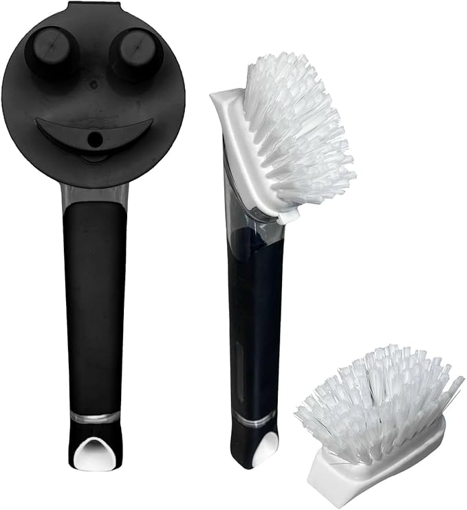 The Original Smiling Handle with Soap Dispensing by Smilyeez for The Smiling Sponge & Smilyeez Dishwand Combo (Black)