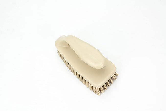 SPARTA Scrub Brush with Iron Shaped Handle and Stiff Bristles, Heavy Duty Scrubber Brush for Kitchen, Bathroom, Shower, Tile, Sink, Carpet and Bakepans, Polypropylene, 6 Inches, Tan