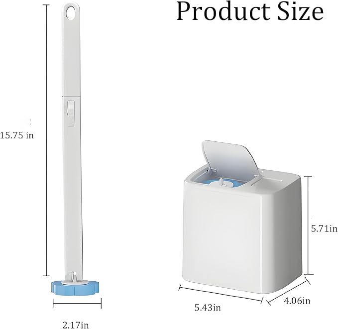 Brush Disposable with Holder & 36 Refill Heads - Hygienic Sanitary Toilet Cleaner for Easy Cleaning, Streak-Free Fresh Bathroom, No Mess (1, 18 Refills)