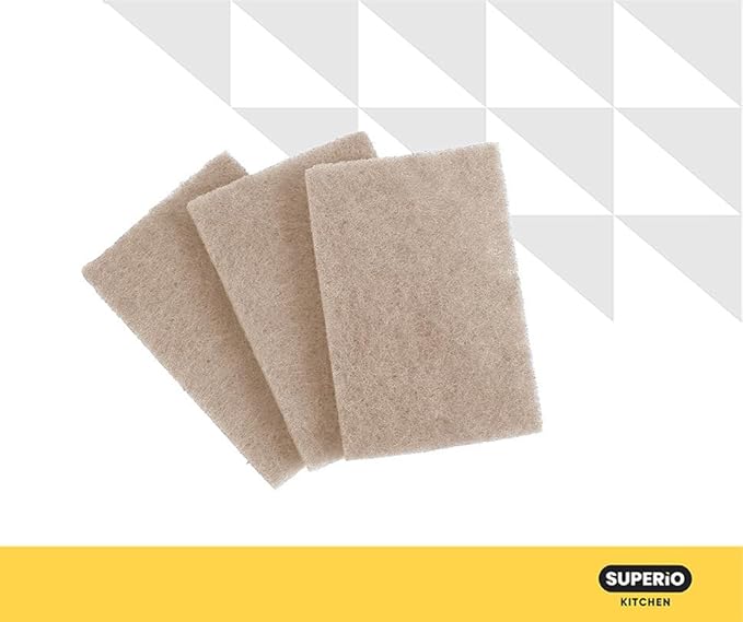 Natural Scouring Pad Non-Scratch Sisal Plant Based Scrubber Cleaning Scrub Pads, Eco-Friendly Reusable Kitchen Scrubbing Pad Pack of 9, by Superio