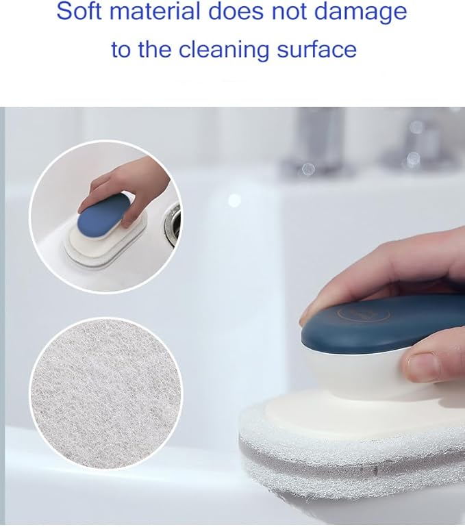 No-Scratch Scouring Pad Brush Whit Comfortable Handle,Cleaning Brush for Kitchen Bathroom Bathtub Toilet Swiming Pool,Dish Brush,Sponge Cleaning Scrubber (Blue)