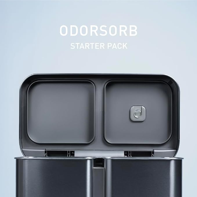 simplehuman Odorsorb® Pod Starter Pack, Trash Can Odor Eliminator with Plant-Based Oils, 45-Day Continuous Odor Control, No Harsh Chemicals or Cover Scents, Includes Pod Holder and 2 Pods