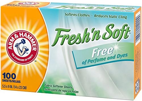 Arm & Hammer Fabric Softener Sheets, Free of Perfumes and Dyes, 100 Count, (Pack of 2)