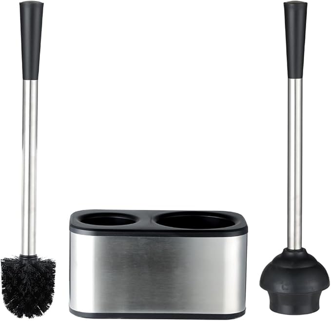 American Dream Toilet Plunger and Bowl Brush Combo – 2-in-1 Bathroom Cleaning Set with Holder, Compact Space-Saving Toilet Brush & Heavy-Duty Plunger for Home & Office