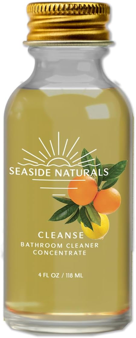 Cleanse Bathroom Cleaner Refill (4 oz) – Makes 4 Bottles – Non-Toxic Citrus & Tea Tree Concentrate with Lemon, Grapefruit, Orange Essential Oils – Plant-Based Deep Clean Formula