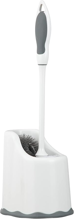 Superio Toilet Bowl Brush and Holder with Under Rim Cleaner for Bathroom, Toilet Brush and Caddy with Non Scratch Bristles and Under Rim Lip Brush