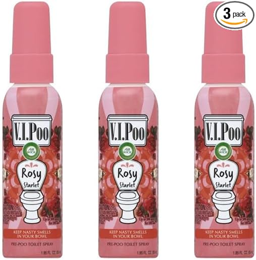 Air Wick V.I.P. Pre-Poop Toilet Spray | Rosy Starlet Scent | Contains Essential Oils | Travel size Air Freshener | Up to 100 uses - 1.85 Ounce (Pack of 3)
