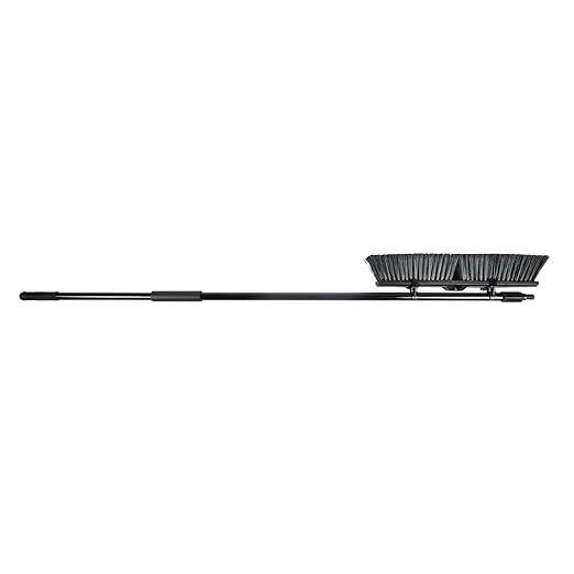Restaurantware-Clean Tek Professional 17.13 Inch Push Broom, 1 Heavy-Duty Broom with 59â€ Handle - Medium Bristles, 2 Handle Attachment, Wooden, Commercial Use, for Deck, Garage, Yard, Patio