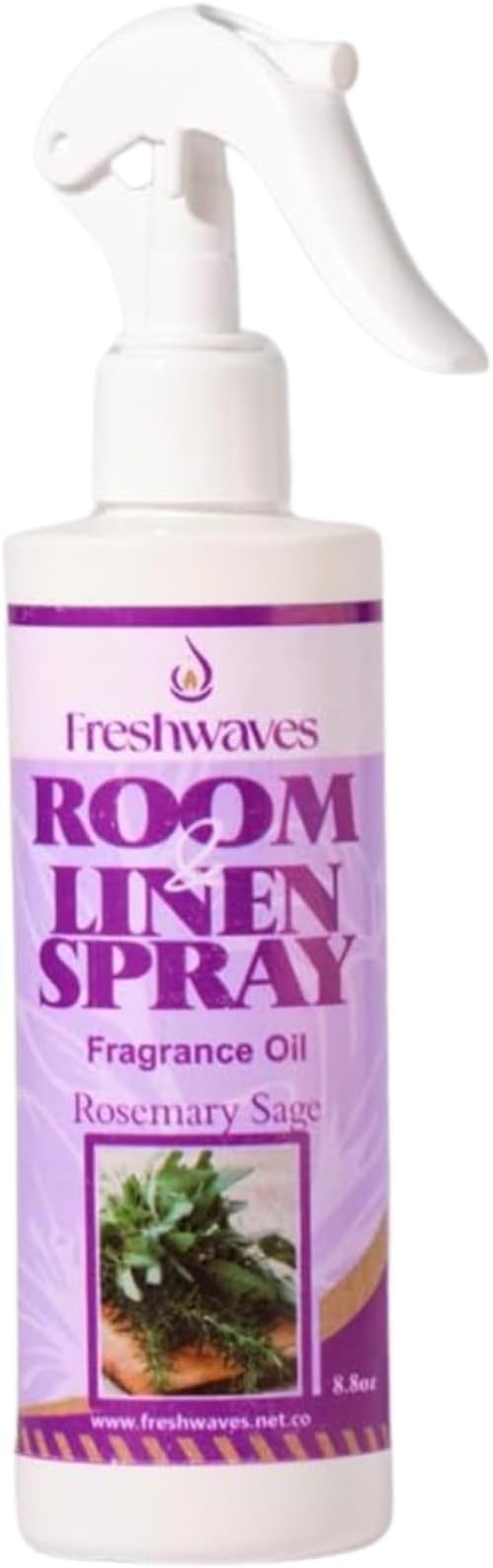 Freshwaves Room & Linen Spray | Rosemary Sage Fragrance Oil | 8.8oz White Trigger Bottle | Air Spray Freshener | Room Spray Odor Eliminator