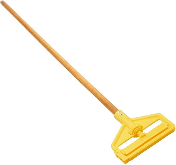 Rubbermaid Commercial Products Invader Side-Gate Wet Mop Handle, 54-Inch, Hardwood, Heavy Duty Mop Head Replacement for Industrial/Household Floor Cleaning, Pack of 12