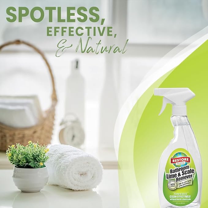 Restore Naturals Non Toxic Bathroom Cleaner - 22oz - Soap Scum Remover, Non Toxic Shower Cleaner, Safe Cleaning Products, Eco Friendly Cleaning Products - 3 Pack