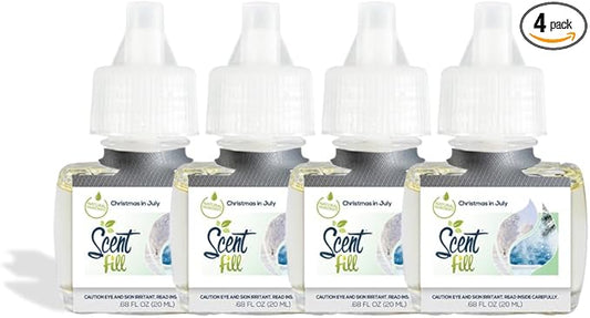 Scent Fill "Christmas in July" Plug in Air Freshener, 4 Scented Oil Refills