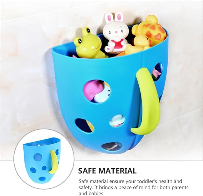 SUPVOX Wall-Mounted Bath Toy Organizer with Suction Cups Storage Pouch for Easy Cleanup and Quick Drying for Bathroom and Play Areas