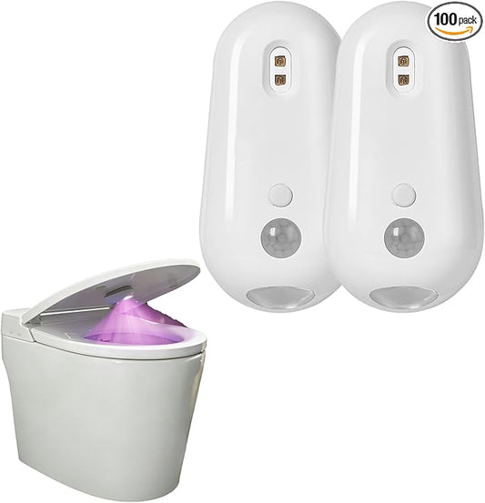 Self Cleaning UV Toilet Sanitizer and Night Light, Toilet Sanitizer and Night Light, Smart Easy Tool-Free Installation for Restroom, Washing Machine, Cabinet (2 Pcs)