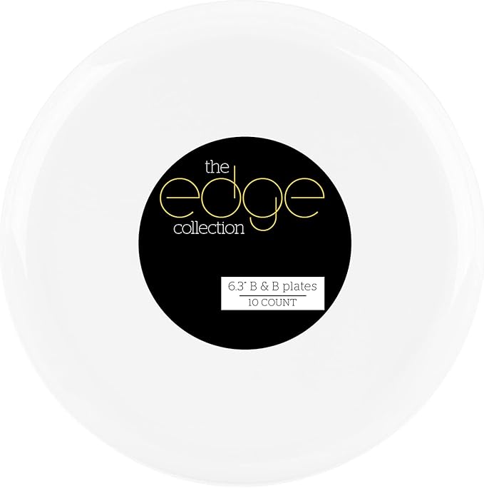 [30 Pack 6.3''] White Plastic Party Plates Edge Collection Premium heavyweight Elegant Disposable Tableware Dishes