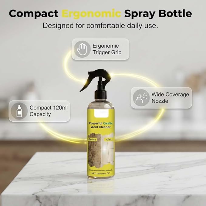 Powerful Oxalic Acid Cleaner, 2026 New Oxalic Acid Cleaner for Bathroom,120ml, Spray Bottle, Suitable for Cleaning Bathrooms, Toilets, and Floors (1PCS)