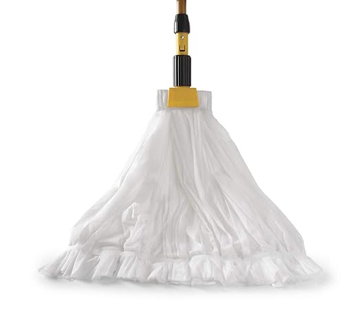 Rubbermaid Commercial Large Disposable Mop- 5 Inch Headband Janitorial Cleaning Supplies and Equipment for Mopping White