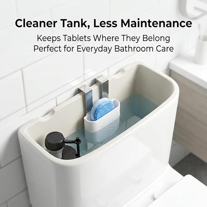 2 Pcs Toilet Tank Cleaning Tablet Holder, Hanging Toilet Tank Cleaner Caddy, Bleach Tablet Bracket, Bowl Cleaner Carrier for Polluting Water Tank, 7.6'' x 2.7'' x 1.57'' (COLOR:White)
