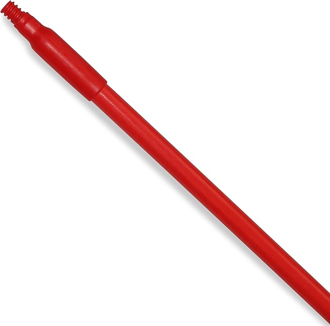 SPARTA Fiberglass Broomstick Replacement Broom Handle with Acme Threaded Tip for Industrial Cleaning Tools, Fiberglass, 60 Inches, Red, (Pack of 12)