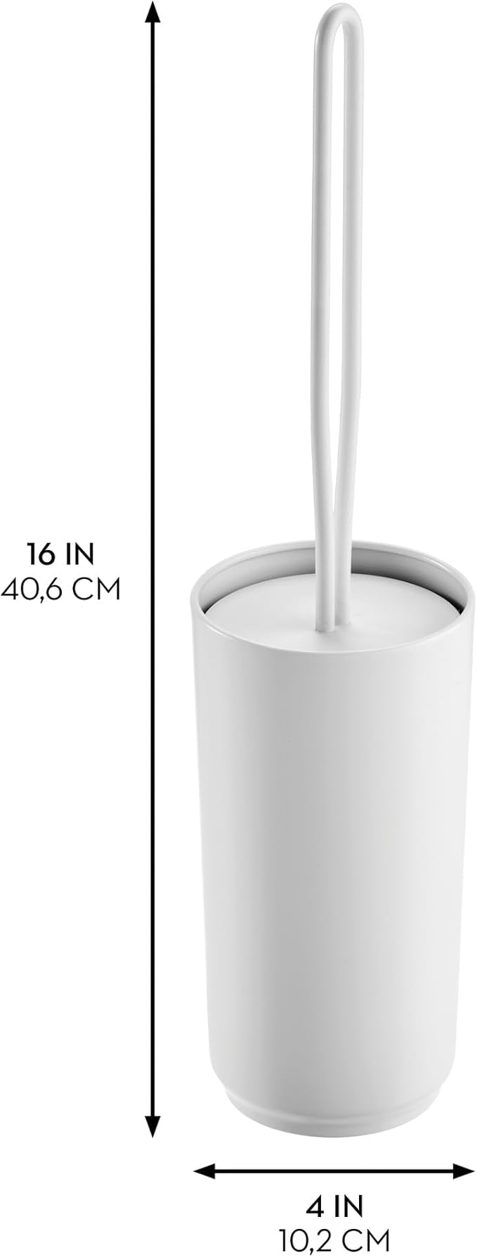 iDesign Stainless Steel Toilet Brush and Holder for Bathroom - Matte White