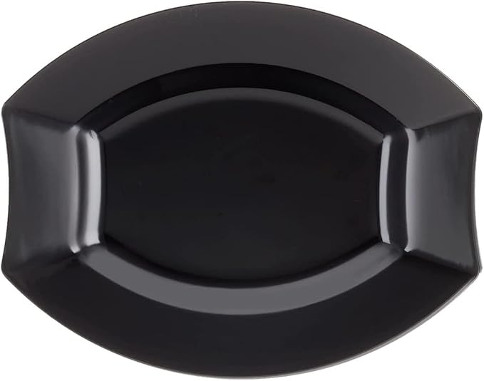Party Essentials Party Supplies Fancy Plastic Dinnerware For Wedding/Birthday/All Occasions, 7.5" x 6.25", Salad/Dessert Plates, 20-Count, Black Oval Royalty