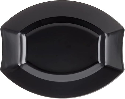 Party Essentials Party Supplies Fancy Plastic Dinnerware For Wedding/Birthday/All Occasions, 7.5" x 6.25", Salad/Dessert Plates, 20-Count, Black Oval Royalty