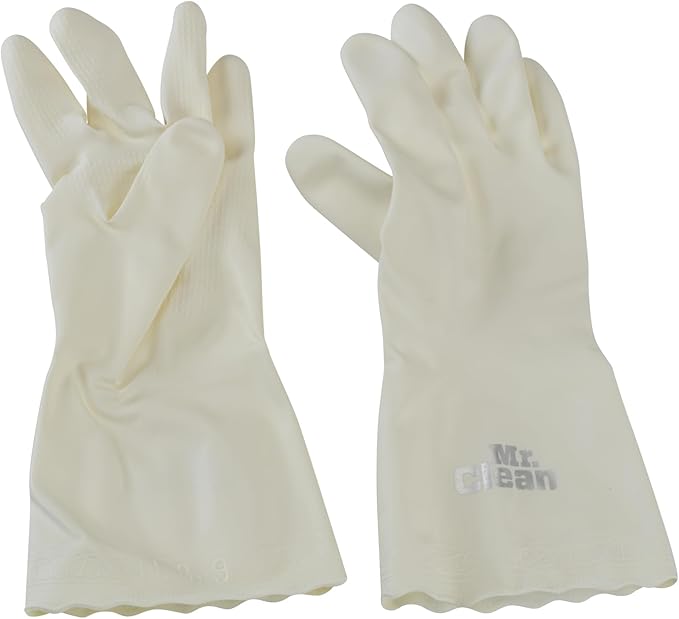Mr. Clean Bliss Cleaning Gloves Premium Reusable Vinyl Latex-Free Gloves with Non-Slip Grip, Large
