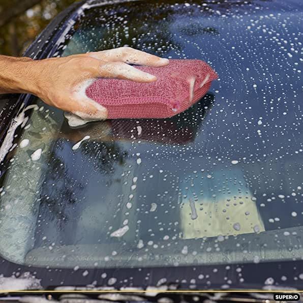 Miracle Microfiber Scrubbing Sponge, Red Extra Scrubbing Power Kitchen Sponge, Sink, Pot, Pan and Dish Washing, Super Absorbent and Rapid Drying. by Superio