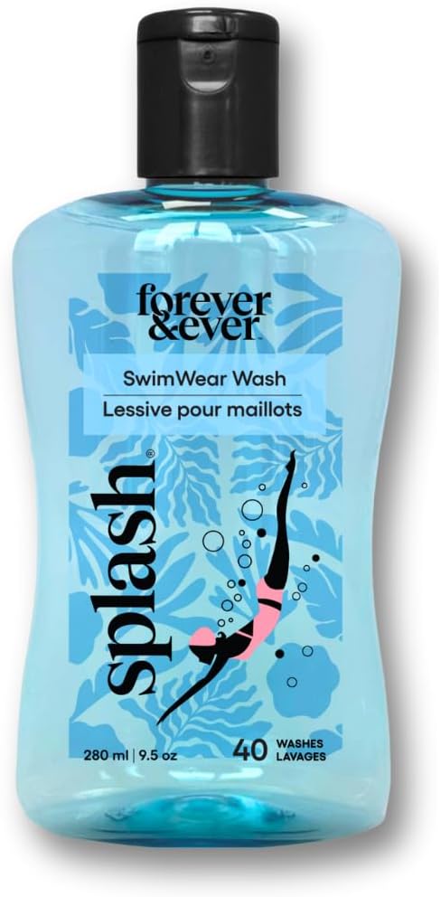 Splash Natural Laundry Detergent for Swimwear, Chlorine Neutralizer Swimsuit Wash, Hypoallergenic Liquid Laundry Detergent, Nontoxic & Color Safe Formula, High Efficiency (HE) Safe, 9.5 oz, 1-Pack