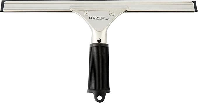 Restaurantware-Clean Tek Professional 11.81 Inch Window Squeegee, 1 Cleaning Squeegee with Rubber Blade - No-Slip Handle, Clean Mirror Or Car Windshield, Stainless Steel Wiper for Glass Door