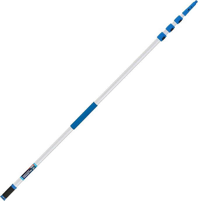 Unger Professional Connect and Clean 7’-24’ Aluminum Telescopic Extension Pole with Locking Cone and Quick-Flip Clamp, Indoor and Outdoor Use, Compatible with Cleaning Tool Attachments