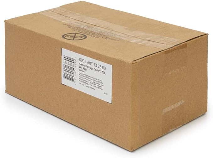 Brabantia PerfectFit Trash Bags (Size Y/5.3 Gal) Thick Plastic Trash Can Liners with Drawstring Handles (120 Bags)